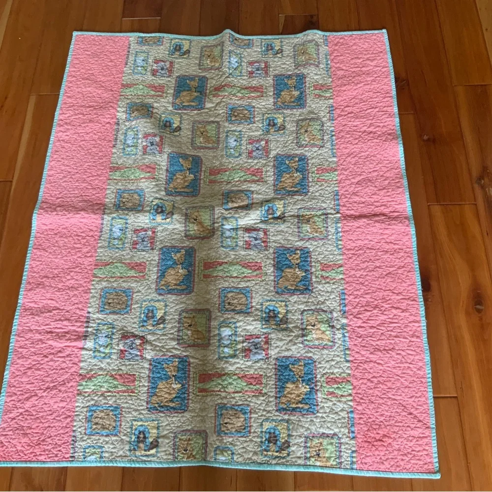 Handmade cotton baby quilt size 41” x 53”